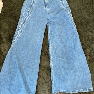 Maeve Light Blue scalloped Flare Jeans